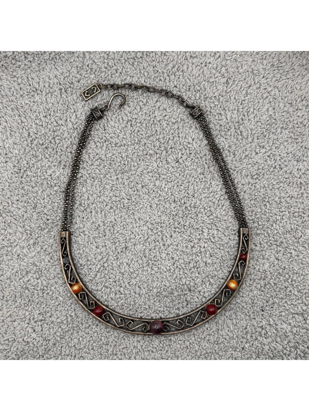 Vintage Givenchy Brushed Copper Tone Collar Necklace